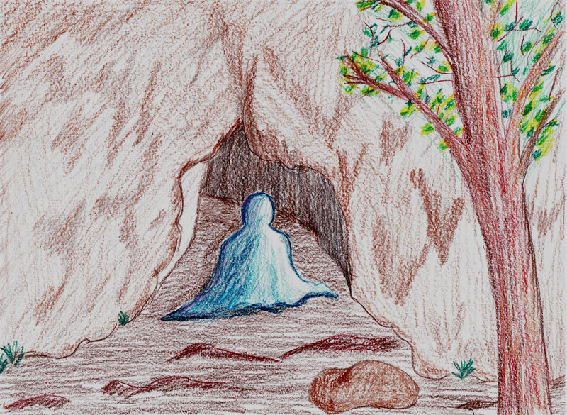 Cave Person with colored pencils by L. Foster